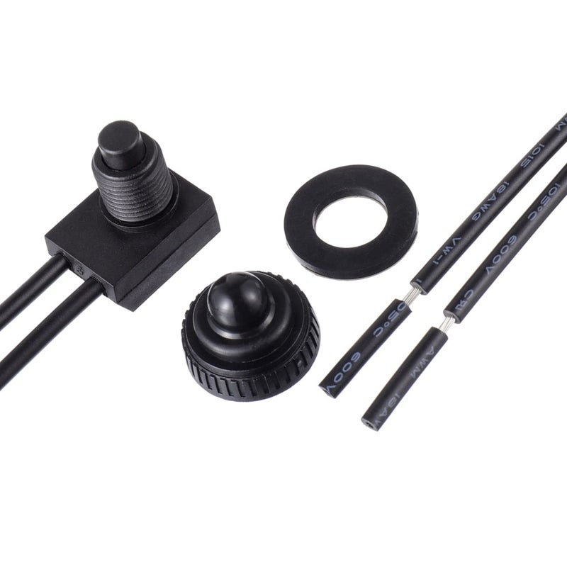 EPLZON KP-107 Waterproof Push Button Switch 12V ON/Off SPST Switch with 4.5''Lines for Motorcycle/Car(Pack of 2pcs,Black) - Image 2